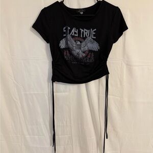 Black Graphic Tee with Eagle Design